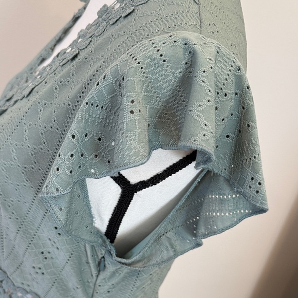 CUPSHE Sage Green Eyelet Mini Dress Size Large - Picture 9 of 14